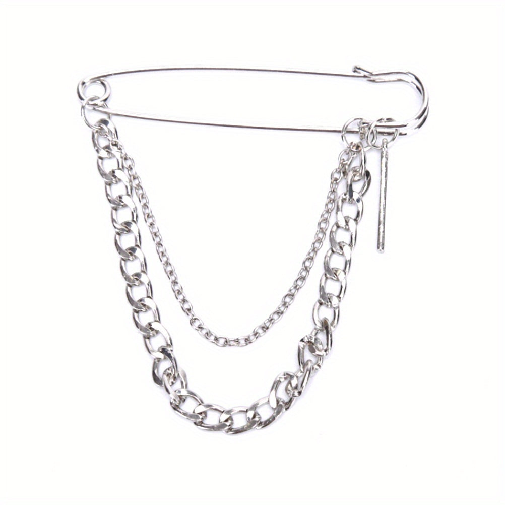 Classic Tassel Chain Pin Brooch Punk Hip Hop Jewelry