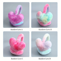Women's Heart Shaped Plush Earmuffs - Winter Outdoor Use