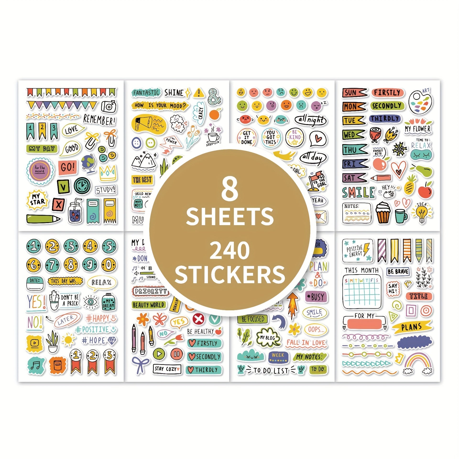 240pcs Doodle Scrapbook Stickers for Kids