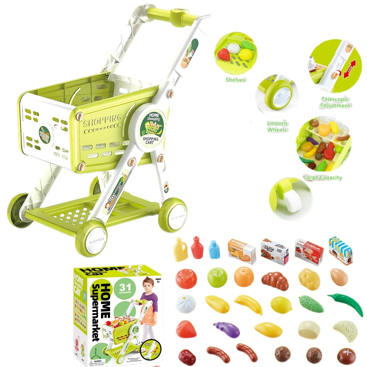 Red Play Shopping Cart Toy for Dolls