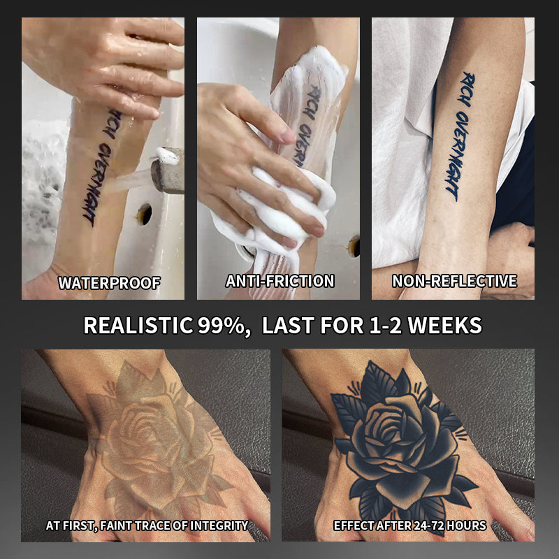 Waterproof Rose Temporary Tattoo Sticker Realistic Semi Permanent Body Art