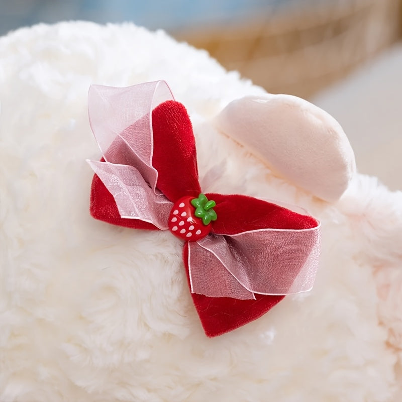 Soft Lamb Plush Toy with Red Bow & Cupcake Stuffed Animal