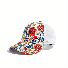 Vintage Flower Trucker Hat Mesh Baseball Cap Dad Hats for Women