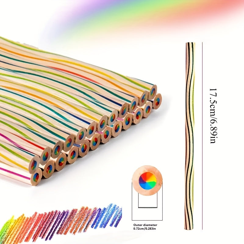 30 Rainbow Pencils Assorted Colors Durable Wooden w/ Metal Lead Casing