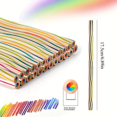 30 Rainbow Pencils Assorted Colors Durable Wooden w/ Metal Lead Casing