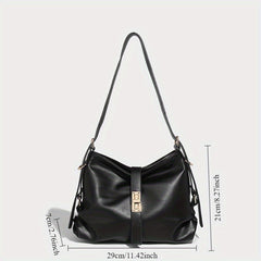 Cream Leather Shoulder Bag with Detachable Strap