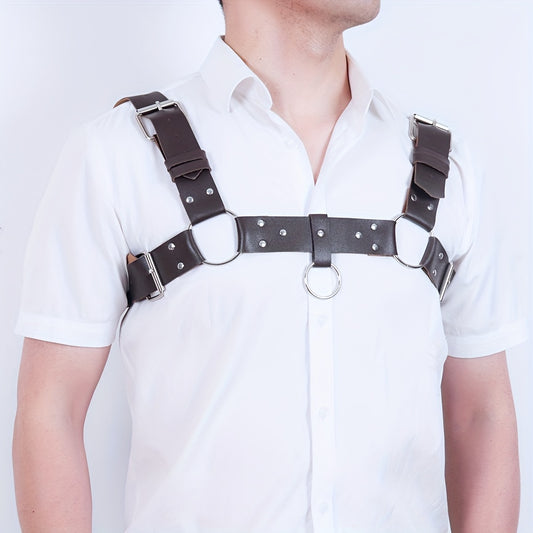 Men's PU Leather X-Shaped Shoulder Armor Chest Harness