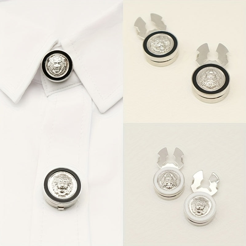 2 Packs of Lion Head Button Buckles for Fashionable Accessories