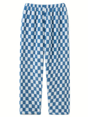  Checkered Print Flannel Home Wear Pants