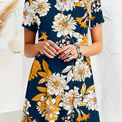 Floral Print Short Sleeve Tee Dress