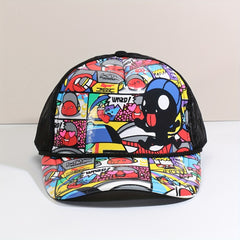 Cartoon Print Baseball Cap Hip Hop Unisex Breathable Mesh Trucker Hat