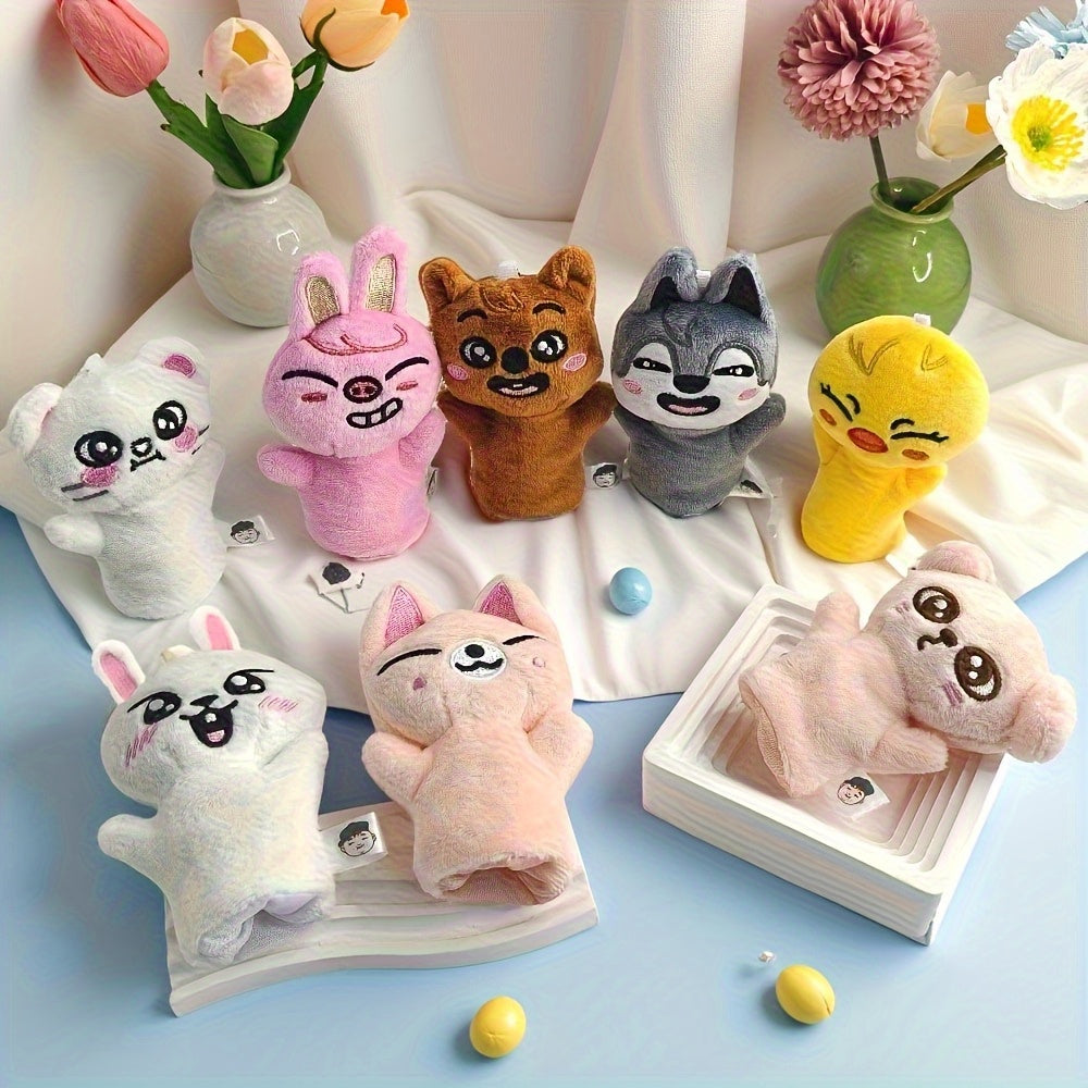 2 Mini Finger Puppets Soft Plush Cartoon Characters Mixed Colors