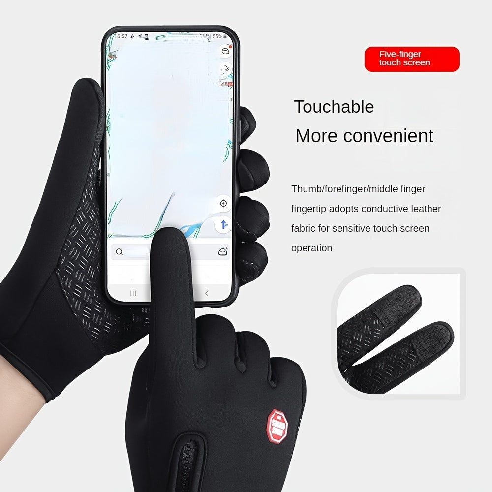 Outdoor Sports Cycling Gloves Touch Screen Zipper Warm Windproof Gloves