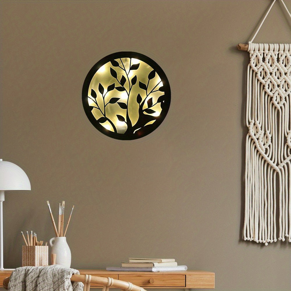 Children's Room Decoration Wall Clock LED Creative Lamp Retro Wooden Sign