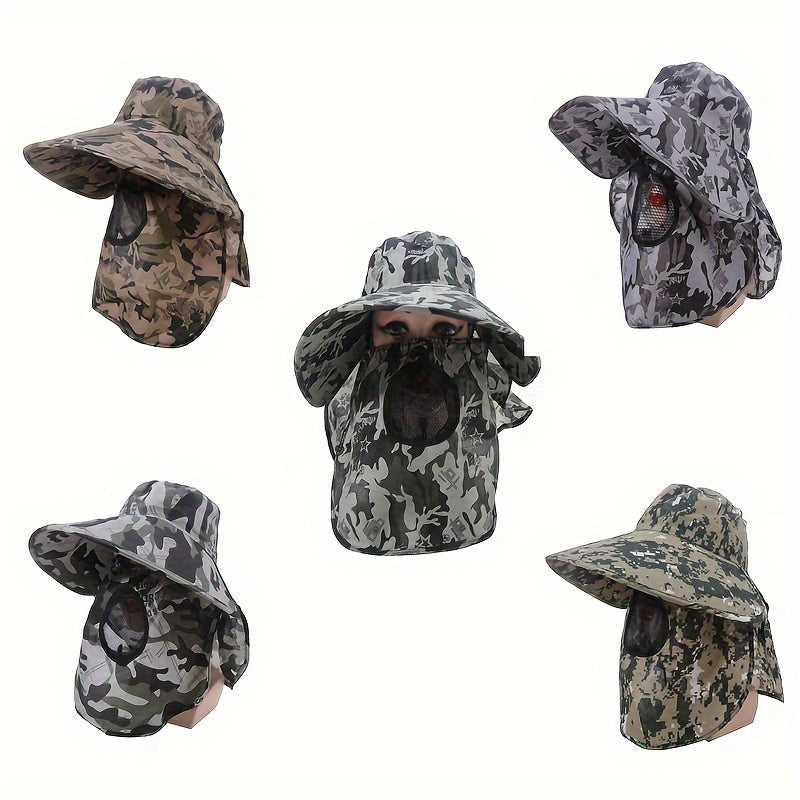 Men's Bucket Hat With Face Cover Wide Brim Sun Hat
