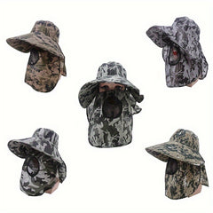 Men's Bucket Hat With Face Cover Wide Brim Sun Hat