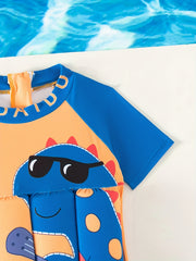 Baby Boys Dinosaur Print Swimsuit With Buoyancy Clothes