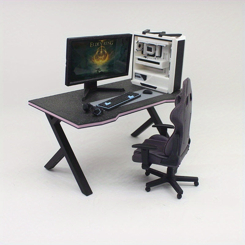 1/12 Dollhouse Computer Desk & Chair Set Mini Furniture Props