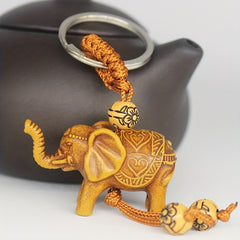 Wood Elephant Key Chain Pendant 3D Elephant Car Key Accessories