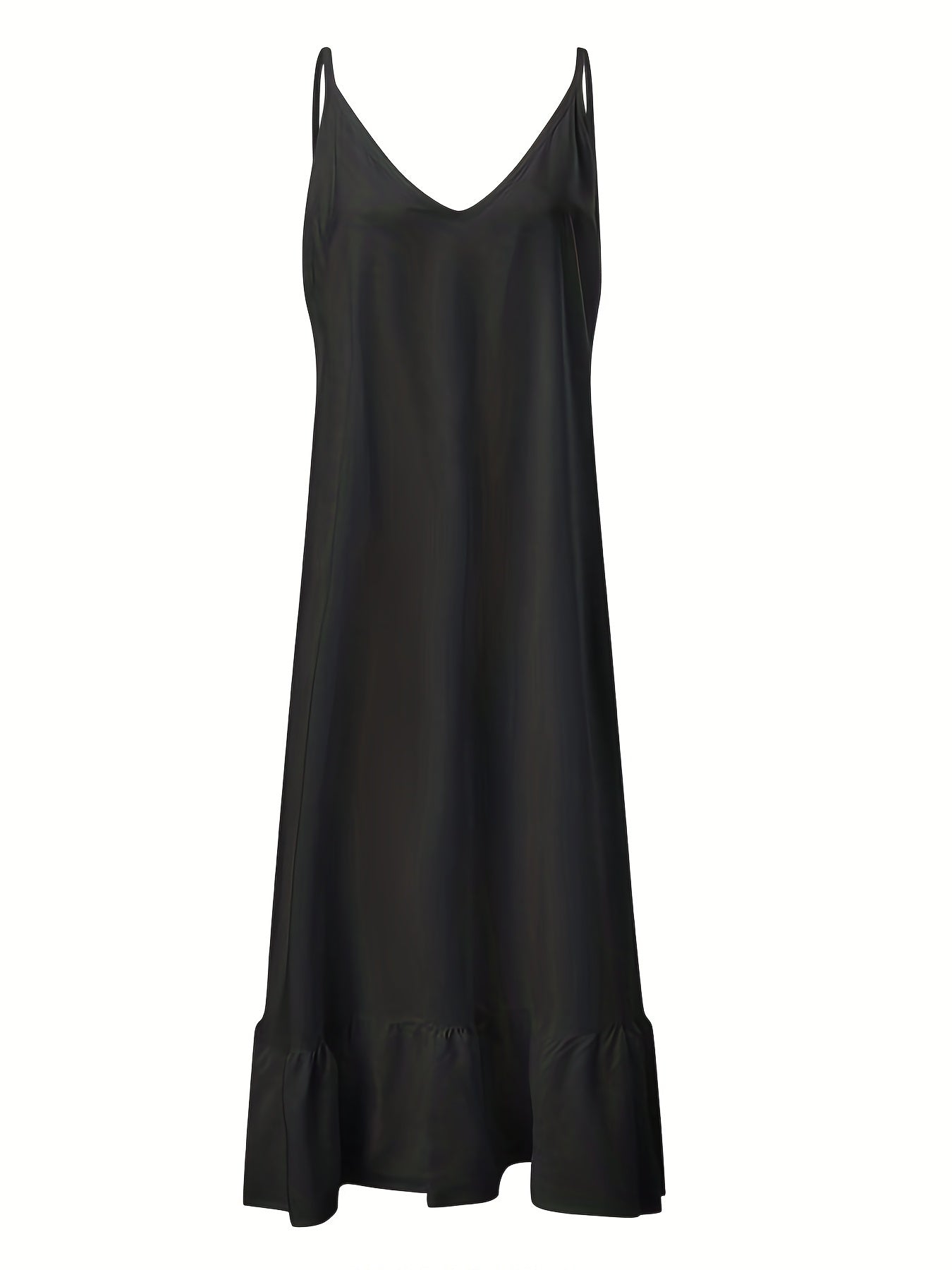  V Neck Ruffle Trim Maxi Cami Dress