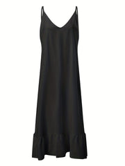  V Neck Ruffle Trim Maxi Cami Dress