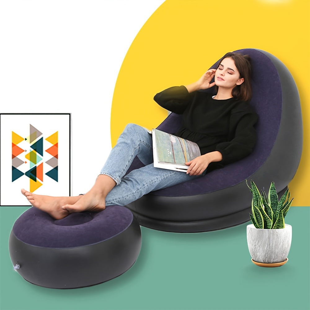 Portable Inflatable Sofa Lounge Chair with Footrest & Pump