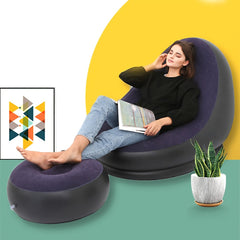 Portable Inflatable Sofa Lounge Chair with Footrest & Pump