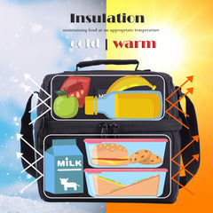 2 Compartment Lunch Bag Insulated Leakproof Shoulder Strap Work School Picnic