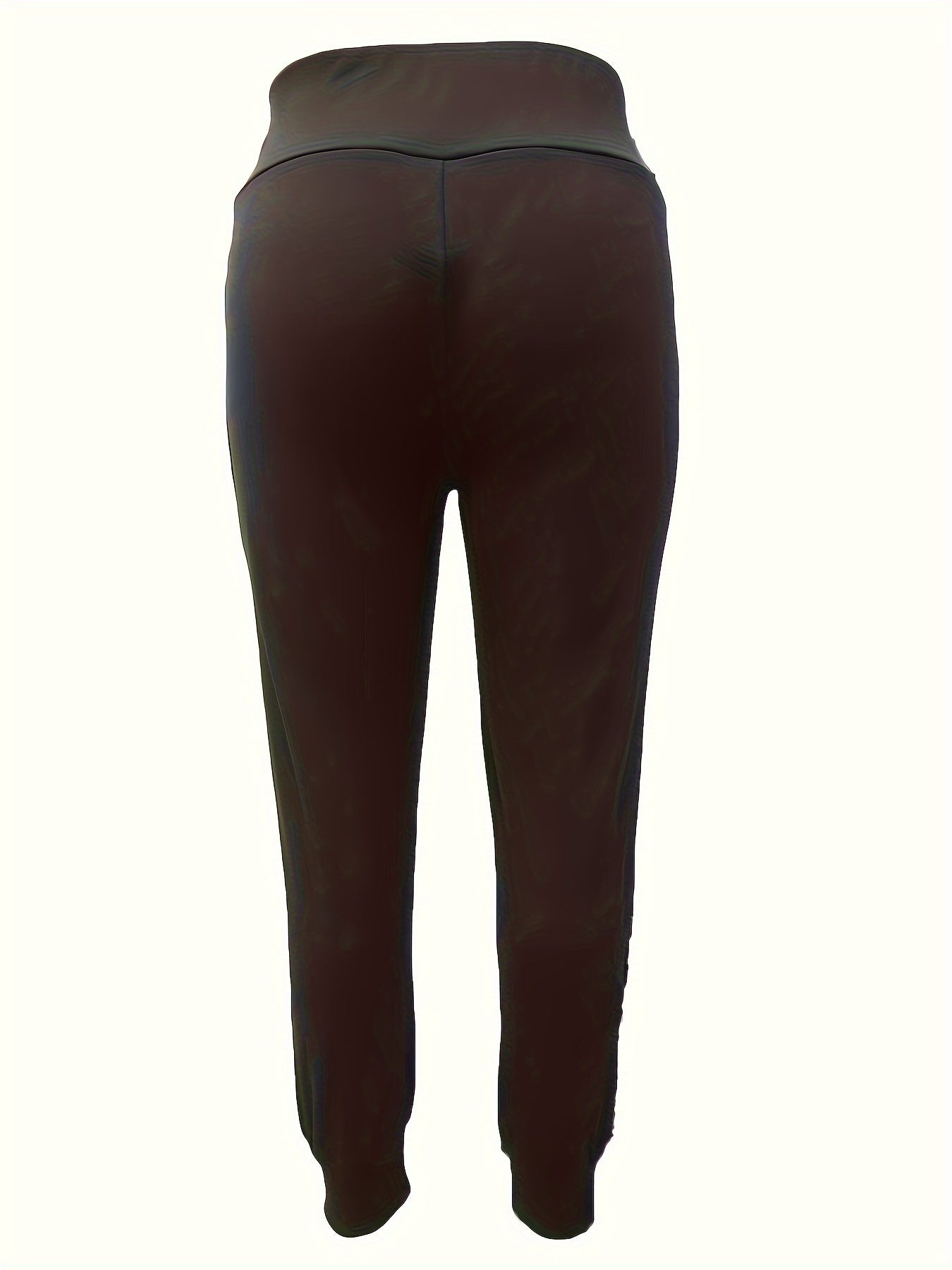 Women's Plus Solid Wideband Waist High Rise Joggers With Pockets