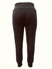 Women's Plus Solid Wideband Waist High Rise Joggers With Pockets