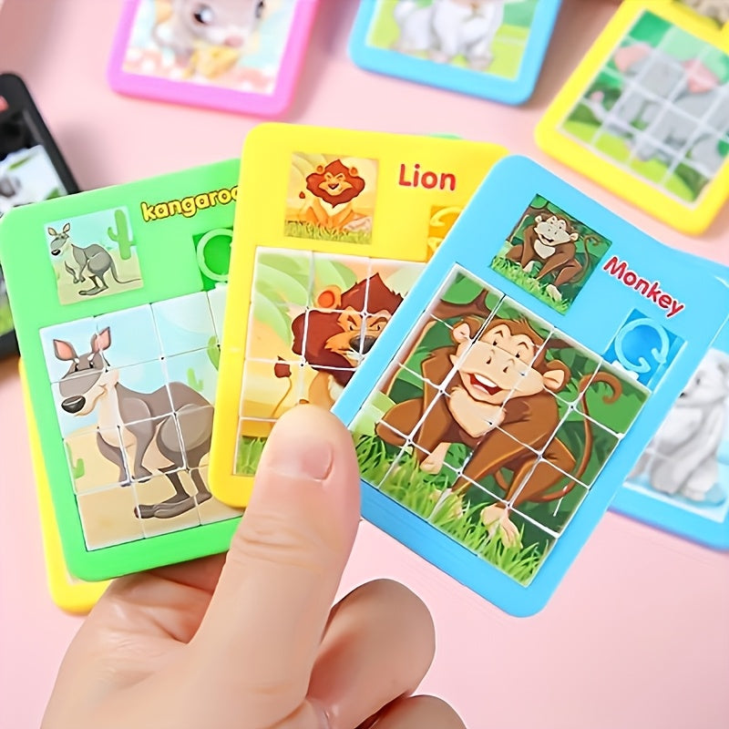 12pcs Plastic Animal Sliding Puzzle Huaron Road Toy Puzzle Party Prize