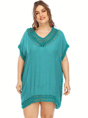  Crochet Cut Out V Neck Cover Up Dress
