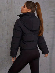 Solid Drawstring Pleated Slim Coat Long Sleeve Short