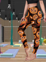 Pumpkin Print Yoga Leggings High Waist Workout Tight Pants