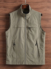 Men's Zipper Pockets Cargo Vest for Outdoor Activities