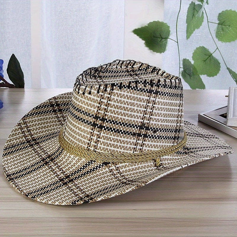 Plaid Western Sunshade Cowboy Hat for Men