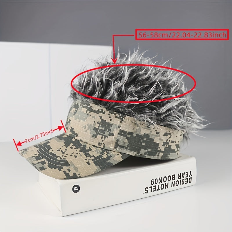 Camouflage Wig Baseball Cap Lightweight Adjustable Fluffy Hair Sun Hat