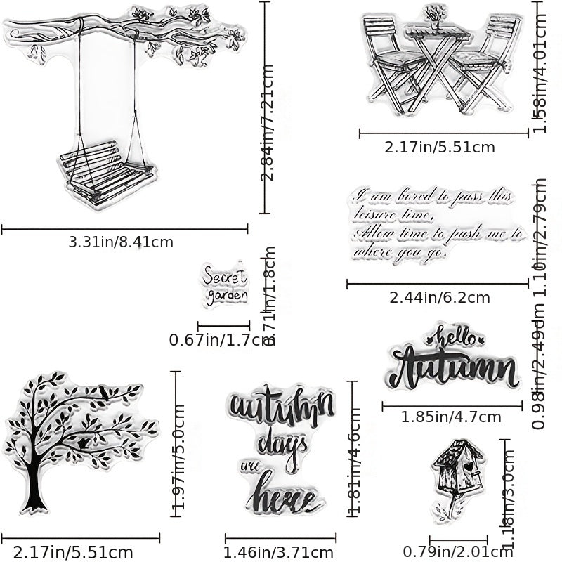 Hello Autumn & Sweet Garden Swing Clear Stamps Set