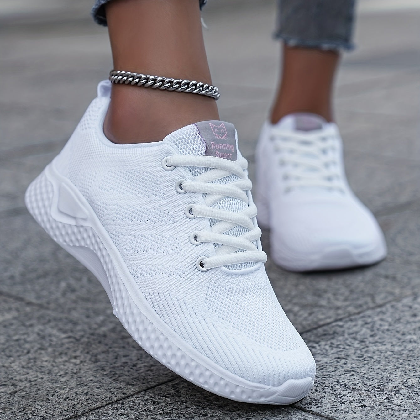 Mesh Sports Running Shoes Woven Breathable Sneakers Women's Footwear