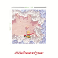 80 Sheets Painting Style Sticky Notes, Small Fresh Message Note Stickers