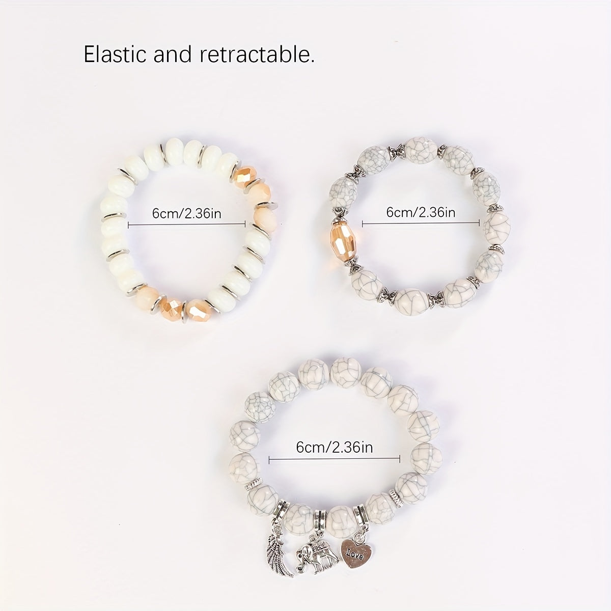 Bohemian Beaded Elephant Wings LOVE Ball Bracelet