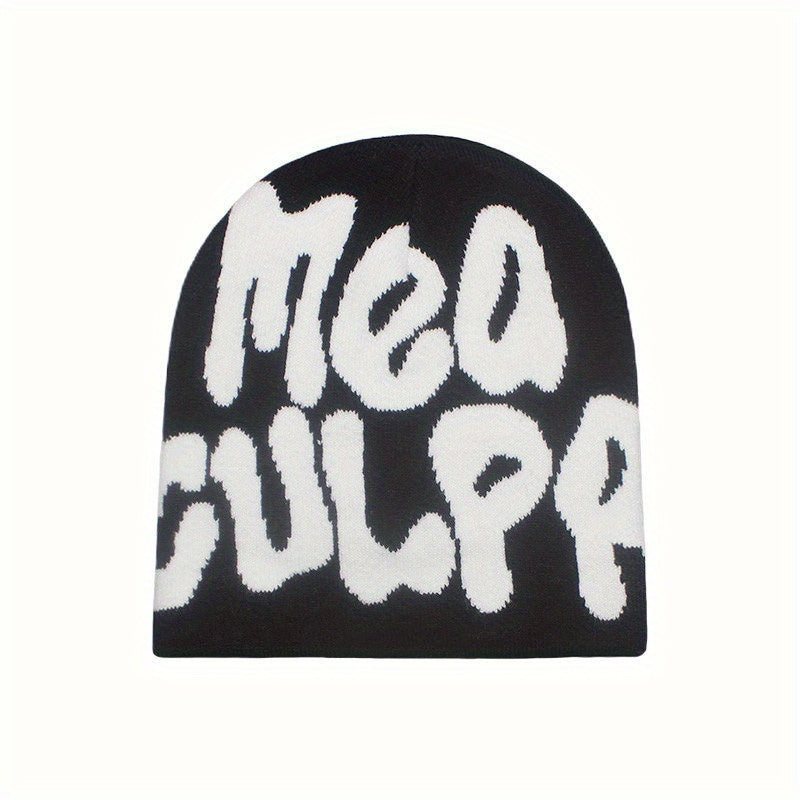 Double-sided Double-layer Knitted Hat Letter Jacquard Beanie