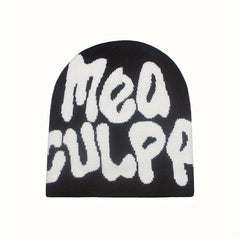 Double-sided Double-layer Knitted Hat Letter Jacquard Beanie
