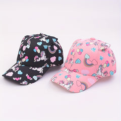 Rainbow Unicorn Little Girls Baseball Cap