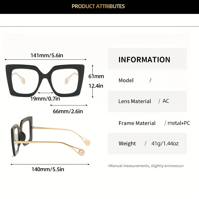 Oversized Cat Eye Glasses Retro Anti Light Clear Lens Glasses