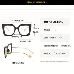 Oversized Cat Eye Glasses Retro Anti Light Clear Lens Glasses