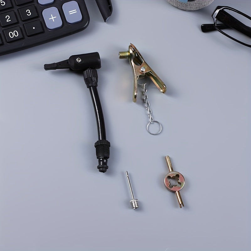4pcs Cycling Supplies Valve Core Wrench Air Needle Air Pipe Nozzle Clip Set