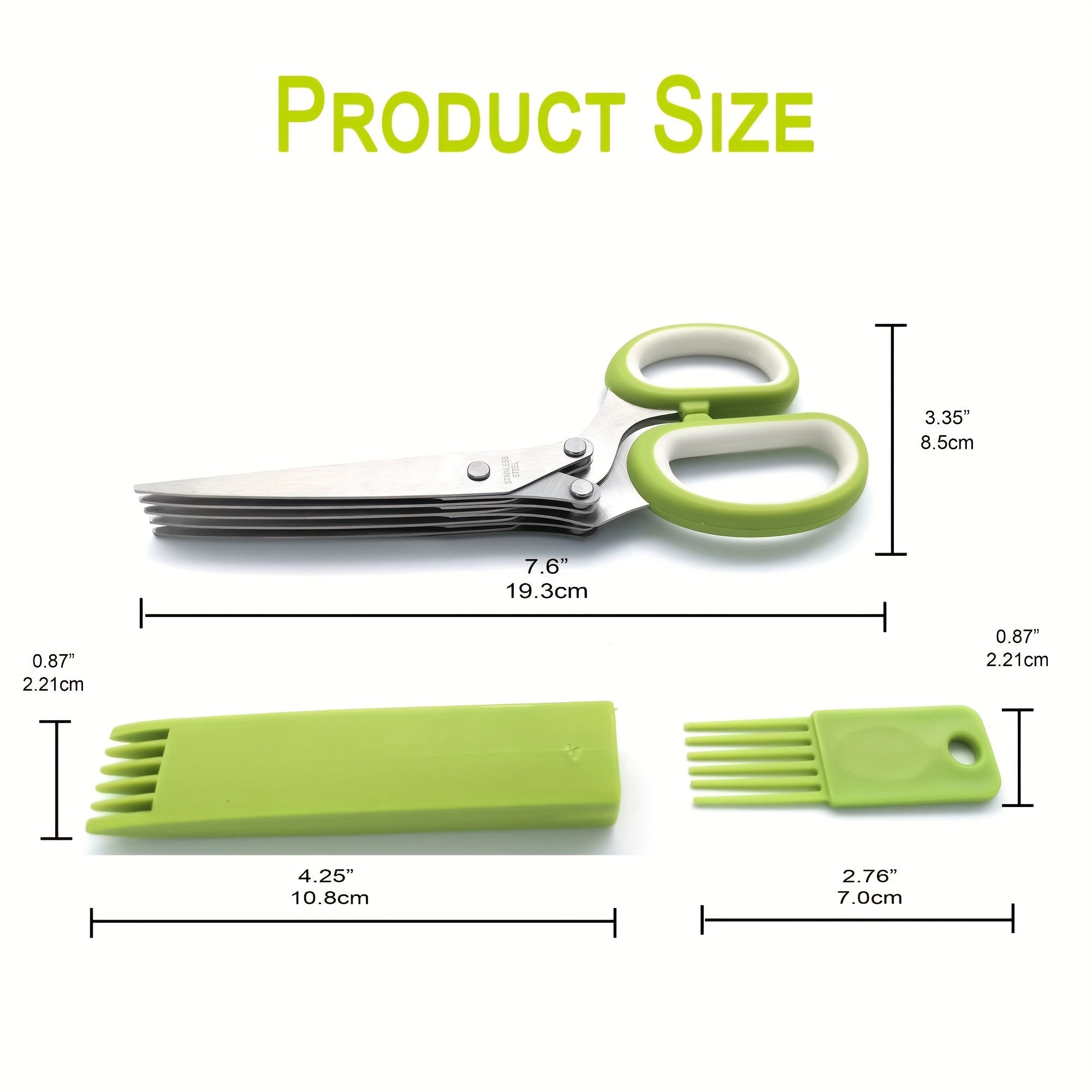 Multipurpose Kitchen Shears Herb Scissors Set with 5 Stainless Steel Blades