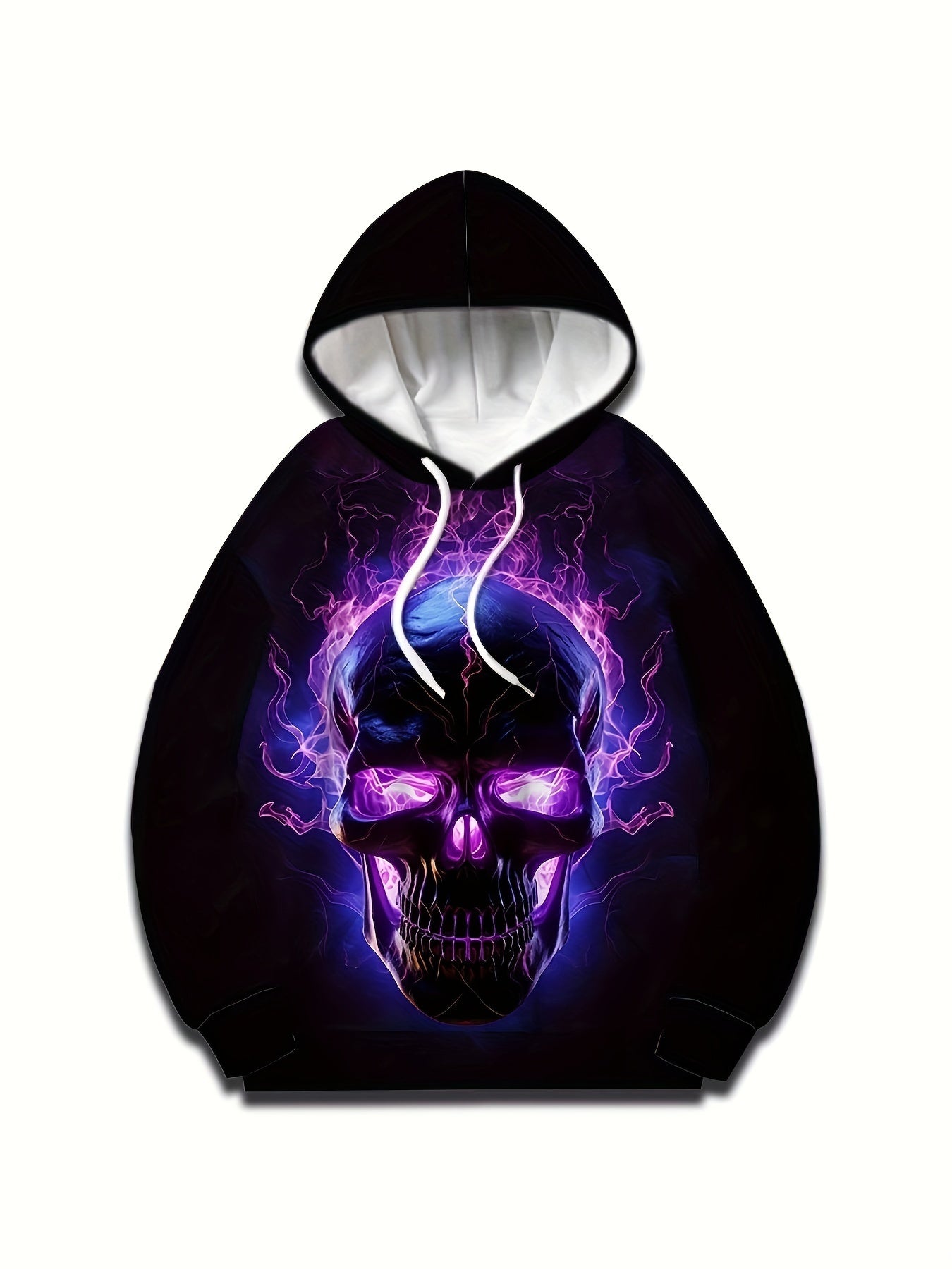 Purple Skull 3D Print Hoodie Men Graphic Pullover Comfy Loose Hooded Autumn