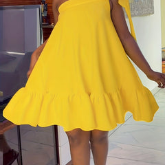  Women's One Shoulder Ruffle Mini Dress